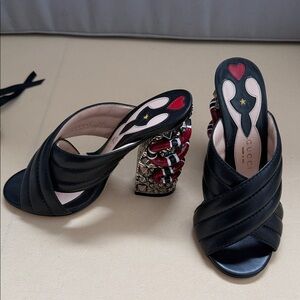 Gucci Black Heels with Red and Silver Accents